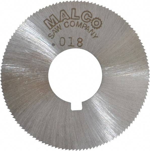 Made in USA - 1-3/4" Diam x 0.018" Blade Thickness x 5/8" Arbor Hole Diam, 132 Tooth Slitting and Slotting Saw - Arbor Connection, Right Hand, Uncoated, High Speed Steel, Concave Ground, Contains Keyway - Exact Tool & Supply