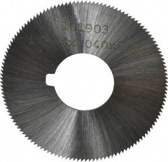 Made in USA - 1-3/4" Diam x 0.04" Blade Thickness x 5/8" Arbor Hole Diam, 132 Tooth Slitting and Slotting Saw - Arbor Connection, Right Hand, Uncoated, High Speed Steel, Concave Ground, Contains Keyway - Exact Tool & Supply