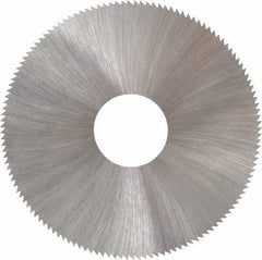 Made in USA - 2-1/4" Diam x 0.01" Blade Thickness x 5/8" Arbor Hole Diam, 132 Tooth Slitting and Slotting Saw - Arbor Connection, Right Hand, Uncoated, High Speed Steel, Concave Ground, Contains Keyway - Exact Tool & Supply