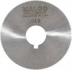 Made in USA - 2-1/4" Diam x 0.012" Blade Thickness x 5/8" Arbor Hole Diam, 132 Tooth Slitting and Slotting Saw - Arbor Connection, Right Hand, Uncoated, High Speed Steel, Concave Ground, Contains Keyway - Exact Tool & Supply