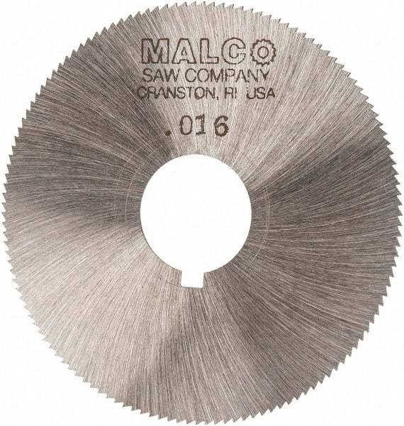 Made in USA - 2-1/4" Diam x 0.016" Blade Thickness x 5/8" Arbor Hole Diam, 132 Tooth Slitting and Slotting Saw - Arbor Connection, Right Hand, Uncoated, High Speed Steel, Concave Ground, Contains Keyway - Exact Tool & Supply