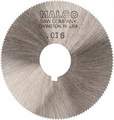 Made in USA - 2-1/4" Diam x 0.016" Blade Thickness x 5/8" Arbor Hole Diam, 132 Tooth Slitting and Slotting Saw - Arbor Connection, Right Hand, Uncoated, High Speed Steel, Concave Ground, Contains Keyway - Exact Tool & Supply