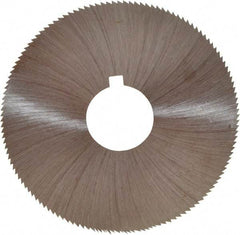 Made in USA - 2-1/4" Diam x 0.018" Blade Thickness x 5/8" Arbor Hole Diam, 132 Tooth Slitting and Slotting Saw - Arbor Connection, Right Hand, Uncoated, High Speed Steel, Concave Ground, Contains Keyway - Exact Tool & Supply