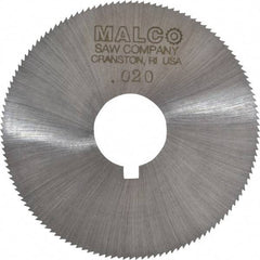 Made in USA - 2-1/4" Diam x 0.02" Blade Thickness x 5/8" Arbor Hole Diam, 132 Tooth Slitting and Slotting Saw - Arbor Connection, Right Hand, Uncoated, High Speed Steel, Concave Ground, Contains Keyway - Exact Tool & Supply
