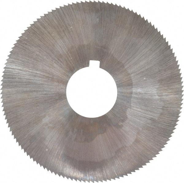 Made in USA - 2-1/4" Diam x 0.023" Blade Thickness x 5/8" Arbor Hole Diam, 132 Tooth Slitting and Slotting Saw - Arbor Connection, Right Hand, Uncoated, High Speed Steel, Concave Ground, Contains Keyway - Exact Tool & Supply