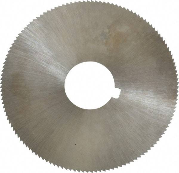 Made in USA - 2-1/4" Diam x 0.025" Blade Thickness x 5/8" Arbor Hole Diam, 132 Tooth Slitting and Slotting Saw - Arbor Connection, Right Hand, Uncoated, High Speed Steel, Concave Ground, Contains Keyway - Exact Tool & Supply