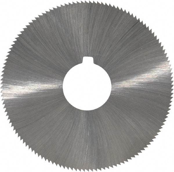 Made in USA - 2-1/4" Diam x 0.028" Blade Thickness x 5/8" Arbor Hole Diam, 132 Tooth Slitting and Slotting Saw - Arbor Connection, Right Hand, Uncoated, High Speed Steel, Concave Ground, Contains Keyway - Exact Tool & Supply
