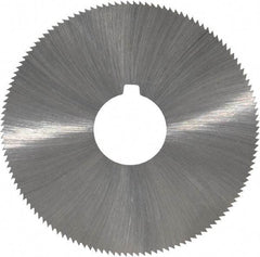 Made in USA - 2-1/4" Diam x 0.028" Blade Thickness x 5/8" Arbor Hole Diam, 132 Tooth Slitting and Slotting Saw - Arbor Connection, Right Hand, Uncoated, High Speed Steel, Concave Ground, Contains Keyway - Exact Tool & Supply