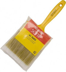 Wooster Brush - 4" Flat Synthetic General Purpose Paint Brush - 3-3/16" Bristle Length, 5-5/8" Plastic Fluted Handle - Exact Tool & Supply