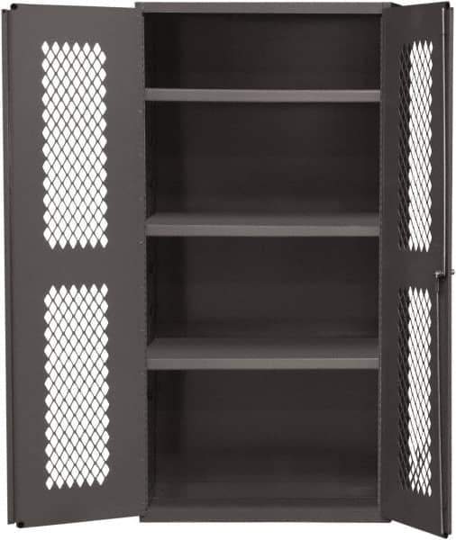 Durham - 2 Shelf Locking Storage Cabinet - Steel, 36" Wide x 18" Deep x 48" High, Gray - Exact Tool & Supply