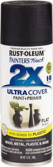 Rust-Oleum - Black, Flat, Enamel Spray Paint - 8 to 12 Sq Ft per Can, 12 oz Container - Exact Tool & Supply