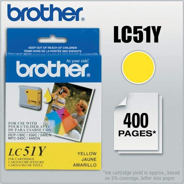 Brother - Yellow Ink Cartridge - Use with Brother DCP-130C, 330C, 350C, intelliFAX-1360, 1860C, 1960C, 2480C, 2580C, MFC-230C, 240C, 440CN, 465CN, 665CW, 685CW, 845CW, 885CW, 3360C, 5460CN, 5860CN - Exact Tool & Supply