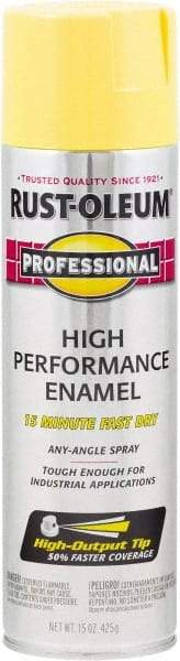 Rust-Oleum - Safety Yellow, Gloss, Rust Proof Enamel Spray Paint - 14 Sq Ft per Can, 15 oz Container, Use on Multipurpose - Exact Tool & Supply