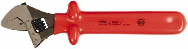 Wiha - 1-1/4" Jaw Capacity, 10" Insulated Adjustable Wrench - Chrome Vanadium Steel - Exact Tool & Supply