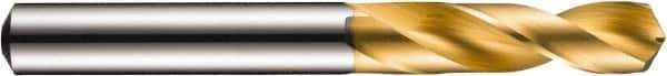 DORMER - 4mm 130° Spiral Flute Solid Carbide Screw Machine Drill Bit - TiN Finish, Right Hand Cut, 22mm Flute Length, 55mm OAL, CDX Point, Straight Shank - Exact Tool & Supply
