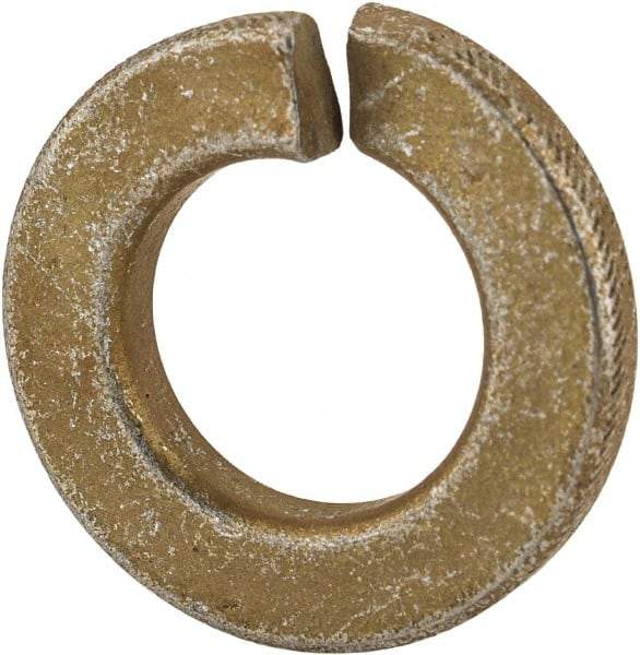 Made in USA - 3/8", 0.094" Thick Split Lock Washer - 1060 Spring Steel, Zinc Yellow Dichromate Finish, 0.377" Min ID, 0.385" Max ID, 0.68" Max OD - Exact Tool & Supply