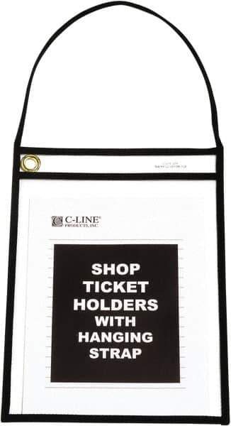 C-LINE - 15 Piece Clear Hanging Strap Stitched Shop Ticket Holder - 12" High x 9" Wide - Exact Tool & Supply