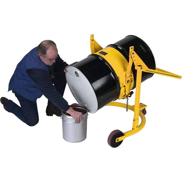 Wesco Industrial Products - 800 Lb Load Capacity, 55 Gal Drum Truck - 35" Wide x 65-1/2" High, 3 Steel Wheels - Exact Tool & Supply
