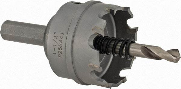 Hougen - 1-1/2" Diam, 1/8" Cutting Depth, Hole Saw - Carbide-Tipped Saw, Toothed Edge - Exact Tool & Supply