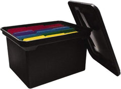 ADVANTUS - 1 Compartment, 14-1/8 Inch Wide x 18 Inch Deep x 10-3/4 Inch High, Portable File Box - Plastic, Black - Exact Tool & Supply