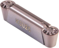 Kennametal - 0400R GUP Grade KCU25, 4mm Cutting Width Carbide Grooving Insert - Neutral, 2mm Corner Radius, AlTiN Finish - Exact Tool & Supply