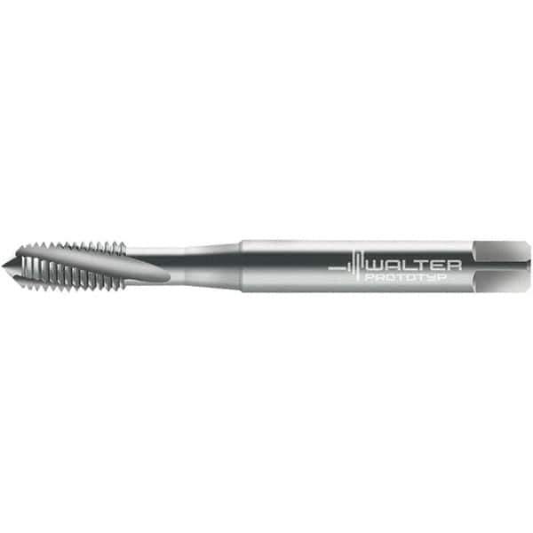 Walter-Prototyp - #8-36 DIN 2184-1 3 Flute 3B Semi-Bottoming Spiral Flute Tap - High Speed Steel, Uncoated, 64.73mm OAL, Right Hand Flute, Right Hand Thread, 3.430, Series 23400 - Exact Tool & Supply