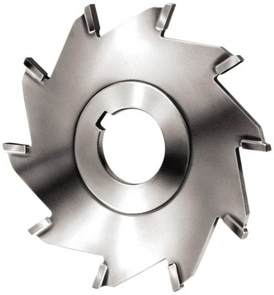 Made in USA - 5" Diam x 1/8" Blade Thickness x 1" Arbor Hole Diam, 10 Tooth Slitting and Slotting Saw - Arbor Connection, Right Hand, Uncoated, Carbide-Tipped, Contains Keyway - Exact Tool & Supply