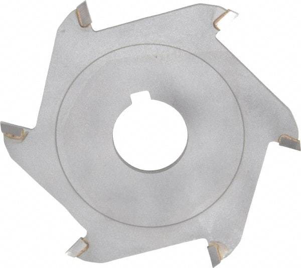 Made in USA - 4" Diam x 3/32" Blade Thickness x 1" Arbor Hole Diam, 6 Tooth Slitting and Slotting Saw - Arbor Connection, Right Hand, Uncoated, Carbide-Tipped, Contains Keyway - Exact Tool & Supply