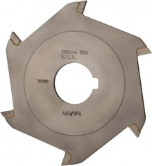 Made in USA - 4" Diam x 1/8" Blade Thickness x 1" Arbor Hole Diam, 6 Tooth Slitting and Slotting Saw - Arbor Connection, Right Hand, Uncoated, Carbide-Tipped, Contains Keyway - Exact Tool & Supply