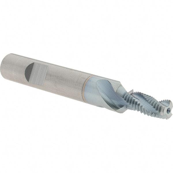 Emuge - 5/16-24, 0.26" Cutting Diam, 3 Flute, Solid Carbide Helical Flute Thread Mill - Internal Thread, 0.644" LOC, 2.913" OAL, 10mm Shank Diam - Exact Tool & Supply