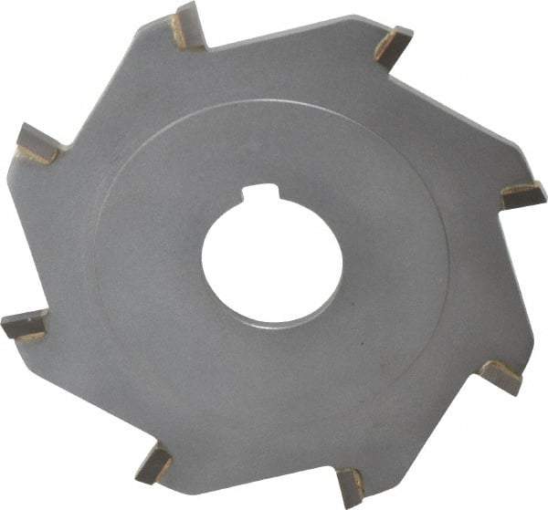 Made in USA - 4" Diam x 1/8" Blade Thickness x 1" Arbor Hole Diam, 8 Tooth Slitting and Slotting Saw - Arbor Connection, Right Hand, Uncoated, Carbide-Tipped, Contains Keyway - Exact Tool & Supply