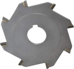Made in USA - 4" Diam x 1/8" Blade Thickness x 1" Arbor Hole Diam, 8 Tooth Slitting and Slotting Saw - Arbor Connection, Right Hand, Uncoated, Carbide-Tipped, Contains Keyway - Exact Tool & Supply