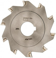 Made in USA - 4" Diam x 3/32" Blade Thickness x 1" Arbor Hole Diam, 10 Tooth Slitting and Slotting Saw - Arbor Connection, Right Hand, Uncoated, Carbide-Tipped, Contains Keyway - Exact Tool & Supply