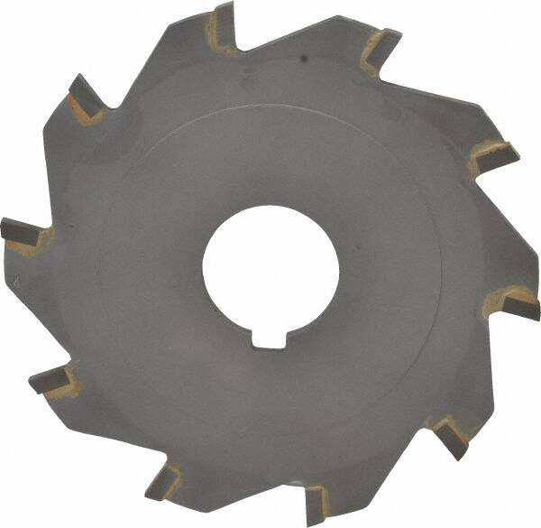 Made in USA - 4" Diam x 1/8" Blade Thickness x 1" Arbor Hole Diam, 10 Tooth Slitting and Slotting Saw - Arbor Connection, Right Hand, Uncoated, Carbide-Tipped, Contains Keyway - Exact Tool & Supply