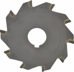 Made in USA - 4" Diam x 1/8" Blade Thickness x 1" Arbor Hole Diam, 10 Tooth Slitting and Slotting Saw - Arbor Connection, Right Hand, Uncoated, Carbide-Tipped, Contains Keyway - Exact Tool & Supply