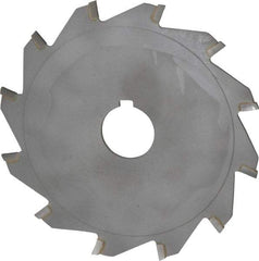 Made in USA - 5" Diam x 3/32" Blade Thickness x 1" Arbor Hole Diam, 12 Tooth Slitting and Slotting Saw - Arbor Connection, Right Hand, Uncoated, Carbide-Tipped, Contains Keyway - Exact Tool & Supply