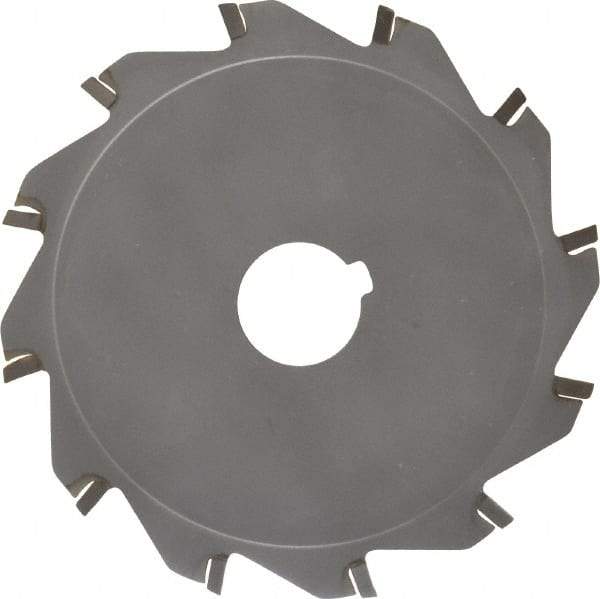Made in USA - 5" Diam x 1/8" Blade Thickness x 1" Arbor Hole Diam, 12 Tooth Slitting and Slotting Saw - Arbor Connection, Right Hand, Uncoated, Carbide-Tipped, Contains Keyway - Exact Tool & Supply