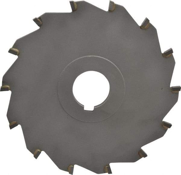 Made in USA - 6" Diam x 1/4" Blade Thickness x 1-1/4" Arbor Hole Diam, 14 Tooth Slitting and Slotting Saw - Arbor Connection, Right Hand, Uncoated, Carbide-Tipped, Contains Keyway - Exact Tool & Supply