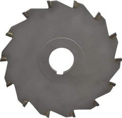 Made in USA - 6" Diam x 1/4" Blade Thickness x 1-1/4" Arbor Hole Diam, 14 Tooth Slitting and Slotting Saw - Arbor Connection, Right Hand, Uncoated, Carbide-Tipped, Contains Keyway - Exact Tool & Supply