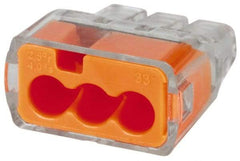Ideal - 3 Port, 18 to 12 AWG Compatible, Push-In Wire Connector - 0.78" OAL x 0.69" OAW x 0.38" OAH, Orange - Exact Tool & Supply