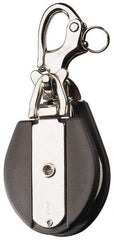 Ronstan - 2, 200 Lbs. Load Limit, Side Release Snatch Block - Single Sheave, 2-1/2 Inch Outside Diameter, Fibrous Rope, 1/2 Inch Diameter, Stainless Steel 316, Stainless Finish - Exact Tool & Supply