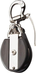 Ronstan - 6, 610 Lbs. Load Limit, Side Release Snatch Block - Single Sheave, 3-1/4 Inch Outside Diameter, Fibrous Rope, 3/4 Inch Diameter, Stainless Steel 316, Stainless Finish - Exact Tool & Supply