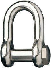 Ronstan - 5/8" Nominal Chain Size, 12.125 Ton Stainless Steel Screw D Shackle - 5/8" Diam, 5/8" Pin Diam, 1-27/32" High Inside Jaw, 1" Inside Width, 3/4" Max Body Thickness - Exact Tool & Supply