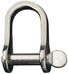 Ronstan - 5/16" Nominal Chain Size, 2.8 Ton Stainless Steel Screw D Shackle - 5/16" Diam, 5/16" Pin Diam, 1-5/32" High Inside Jaw, 5/8" Inside Width, 3/4" Max Body Thickness - Exact Tool & Supply