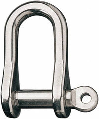 Ronstan - 3/8" Nominal Chain Size, 4 Ton Stainless Steel Screw D Shackle - 3/8" Diam, 3/8" Pin Diam, 1-1/2" High Inside Jaw, 21/32" Inside Width, 7/8" Max Body Thickness - Exact Tool & Supply