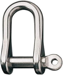 Ronstan - 1/2" Nominal Chain Size, 8.25 Ton Stainless Steel Screw D Shackle - 1/2" Diam, 1/2" Pin Diam, 1-5/8" High Inside Jaw, 3/4" Inside Width, 7/8" Max Body Thickness - Exact Tool & Supply