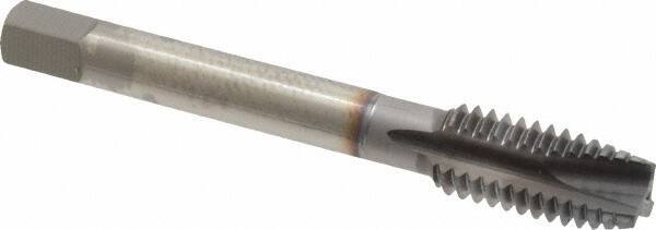 OSG - 7/16-14 UNC, 3 Flute, TiCN Finish, High Speed Steel Spiral Point Tap - Plug Chamfer, Right Hand Thread, 3-5/32" OAL, 1-7/16" Thread Length, 0.323" Shank Diam - Exact Tool & Supply
