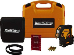Johnson Level & Tool - 5 Beam 200' (Interior) Max Range Self Leveling Dot Laser Level - Red Beam, 1/8" at 50' Accuracy, 4-1/4" Long x 4-1/2" Wide x 2-1/2" High, Battery Included - Exact Tool & Supply