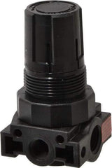 Parker - 1/4 NPT Port, Plastic Miniature Regulator - 0 to 60 psi Range, 150 Max psi Supply Pressure, 1/8" Gauge Port Thread, 1.6" Wide x 3.1" High - Exact Tool & Supply