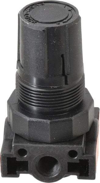 Parker - 1/4 NPT Port, Plastic Miniature Regulator - 0 to 125 psi Range, 150 Max psi Supply Pressure, 1/8" Gauge Port Thread, 1.6" Wide x 3.1" High - Exact Tool & Supply